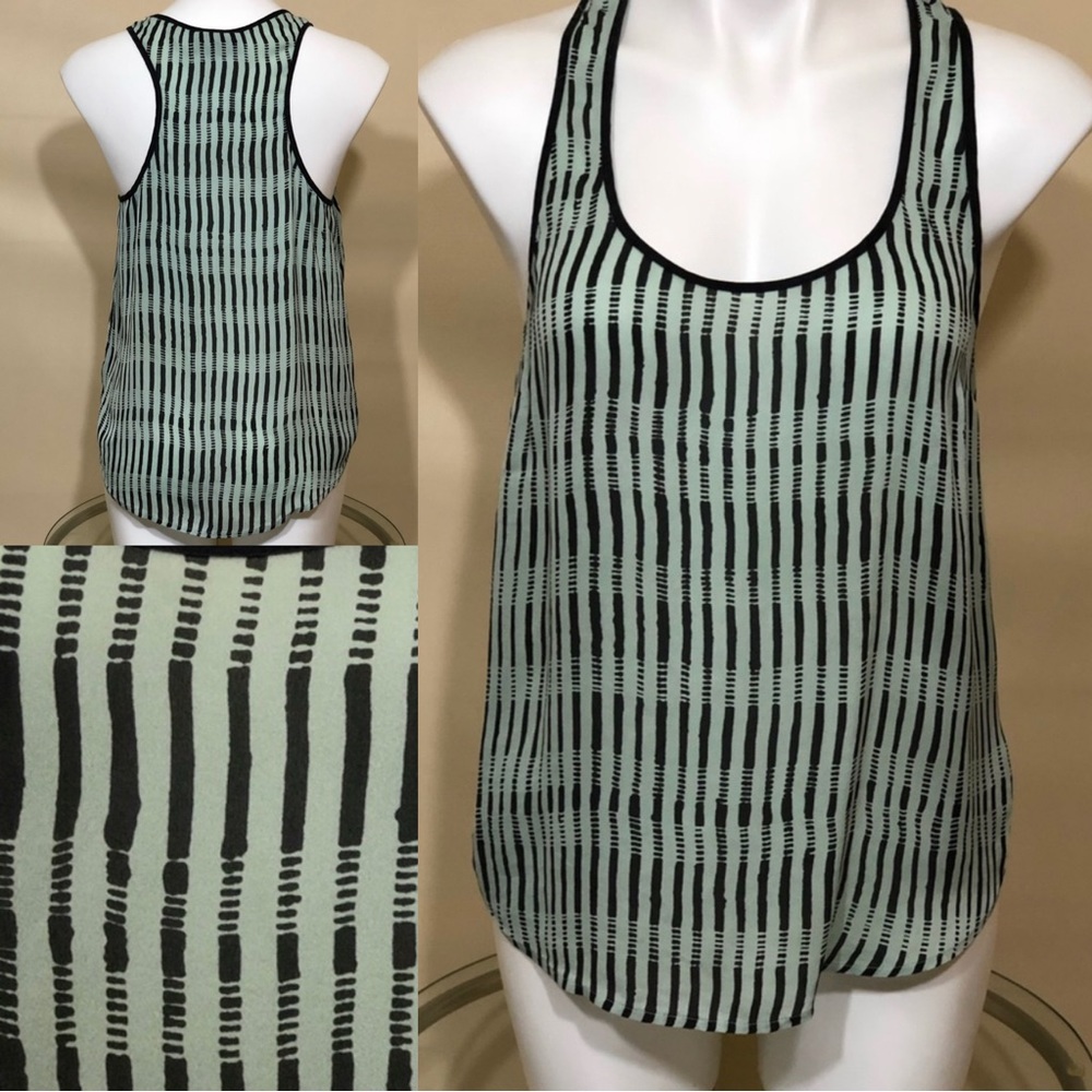 A.L.C Silk Abstract Stripe Racerback Tank Top Sz Small